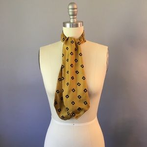 Vintage Battaglia Silk Ascot, Gold and Navy Italian Made Cravat